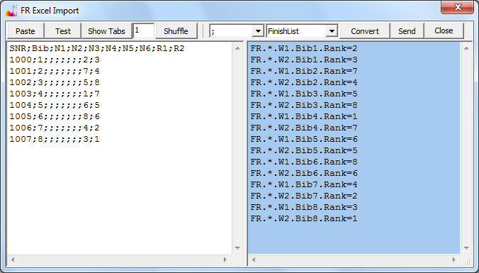 Screenshot of FR spreadsheet data import dialog