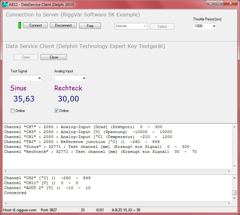Screenshot von AB12, the Data Service Client