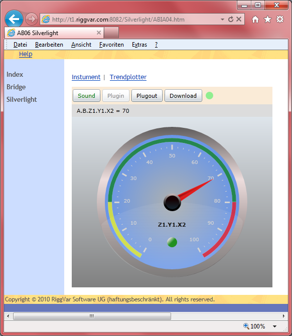 Screenshot vom virtuellen Instrument